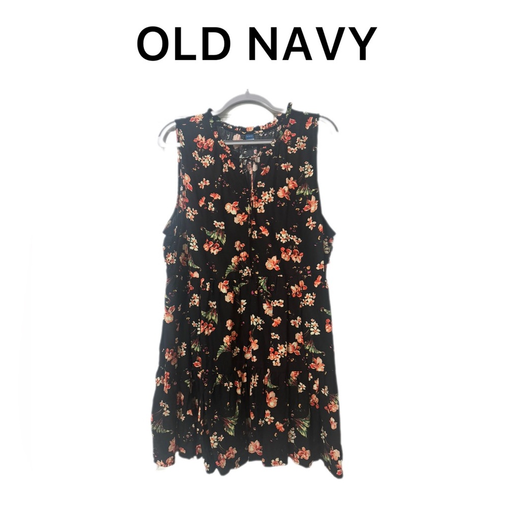 NWT OLD NAVY Black with floral print sleeveless dress XLP